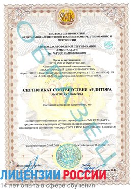 Образец сертификата соответствия аудитора №ST.RU.EXP.00014299-1 Севастополь Сертификат ISO 14001